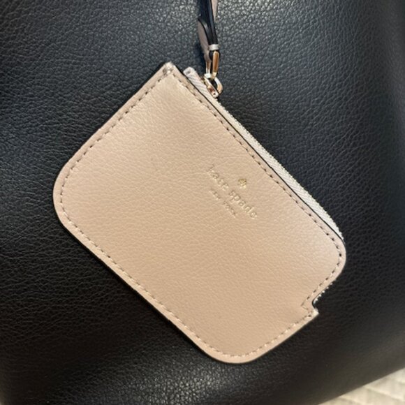 Kate Spade Ava Reversible Black Leather Tote Beige Pouch NWOT K6052 $359 MSRP - Picture 5 of 6